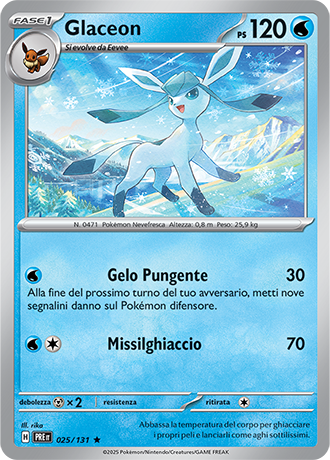 Glaceon 025/131 Reverse Holo - ITA - Near Mint - Scarlatto e Violetto - Evoluzioni Prismatiche - Carta Pokemon
