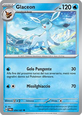 Glaceon 054/167 Reverse Holo Non Comune - ITA - Near Mint - Scarlatto e Violetto - Crepuscolo Mascherato - Carta Pokemon