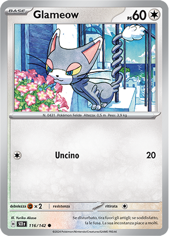 Glameow 116/142 Reverse Holo - ITA - Near Mint - Scarlatto e Violetto - Corona Astrale - Carta Pokemon