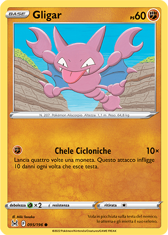 Gligar 095/196 Reverse Holo - ITA - Near Mint - Spada e Scudo - Origine Perduta - Carta Pokemon