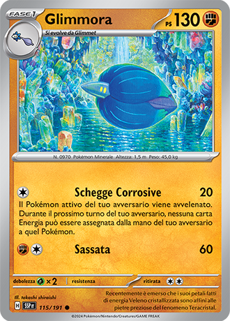 Glimmora 115/191 Reverse Holo - ITA - Near Mint - Scarlatto e Violetto - Scintille Folgoranti - Carta Pokemon