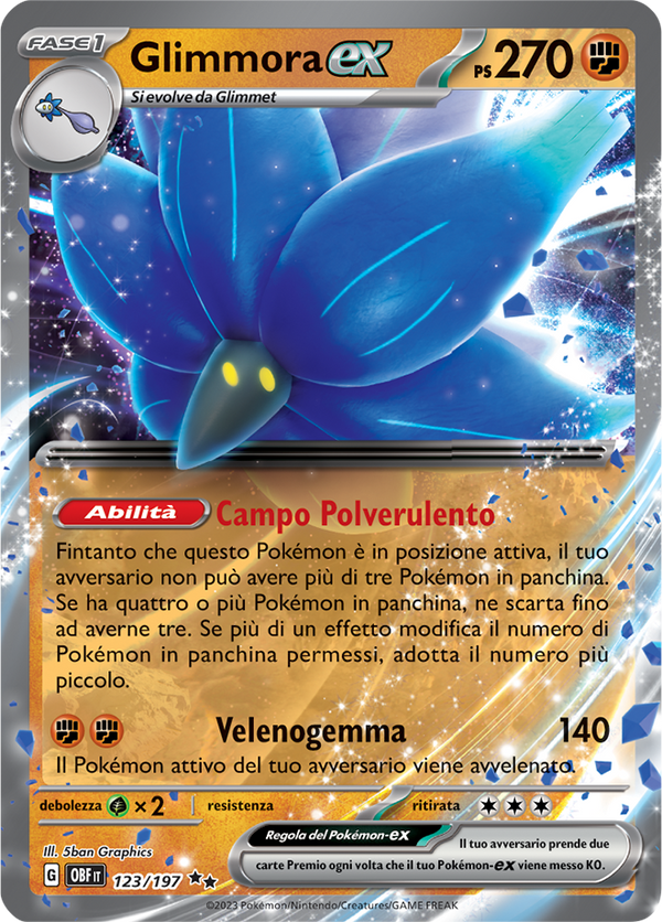 Glimmora-ex 123/197 - ITA - Mint - Scarlatto e Violetto - Ossidiana Infuocata - Carta Pokemon