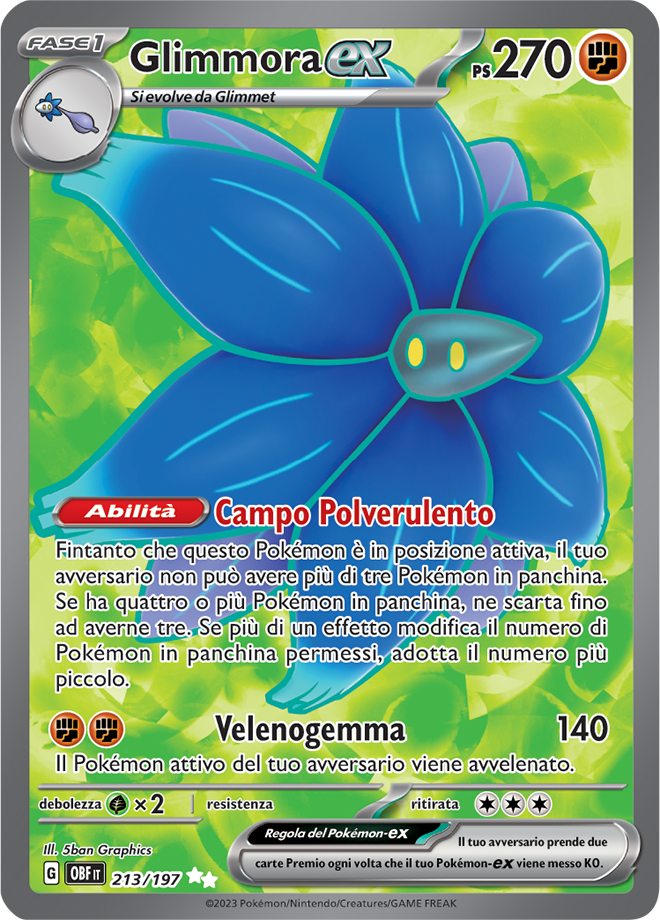 Glimmora EX 213/197 Full Art - ITA - Mint - Scarlatto e Violetto - Ossidiana Infuocata - Carta Pokemon