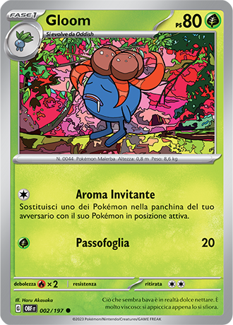 Gloom 002/197 - ITA - Near Mint - Scarlatto e Violetto - Ossidiana Infuocata - Carta Pokemon