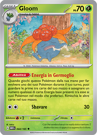 Gloom 044/165 - ITA - Near Mint - Scarlatto e Violetto - 151 - Carta Pokemon
