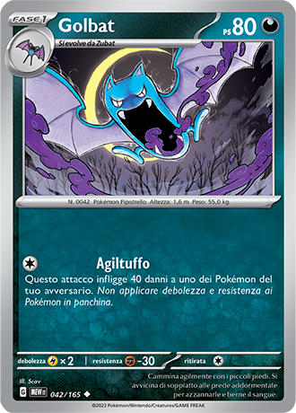 Golbat 042/165 Reverse Holo - ITA - Near Mint - Scarlatto e Violetto - 151 - Carta Pokemon