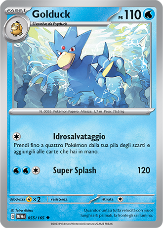 Golduck 055/165 Reverse Holo - ITA - Mint - Scarlatto e Violetto - 151 - Carta Pokemon