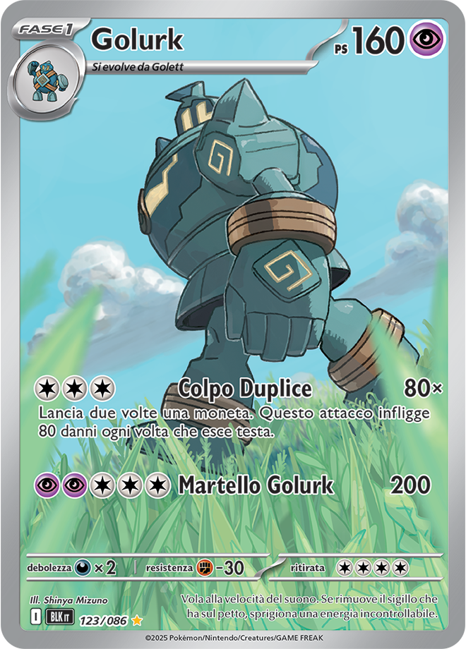 355Golurk BLK 123/086 - ITA - Near Mint - Scarlatto e Violetto - Luce Nera - Carta Pokemon