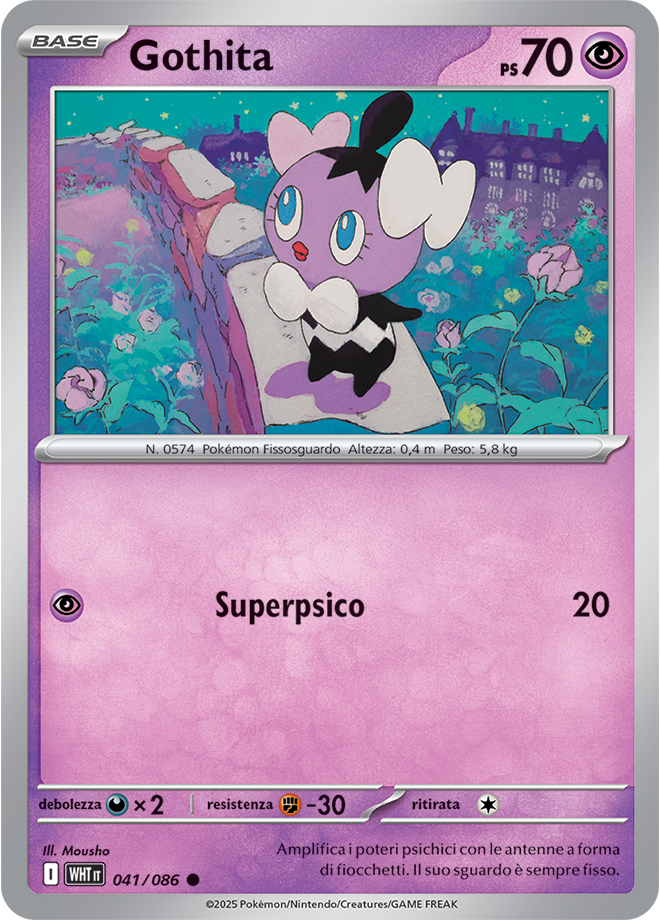 Gothita WHT 041/086 - ITA - Near Mint - Scarlatto e Violetto - Fuoco Bianco - Carta Pokemon