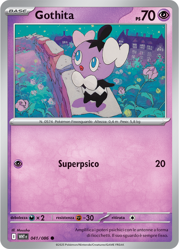 Gothita WHT 041/086 Reverse Holo - ITA - Near Mint - Scarlatto e Violetto - Fuoco Bianco - Carta Pokemon