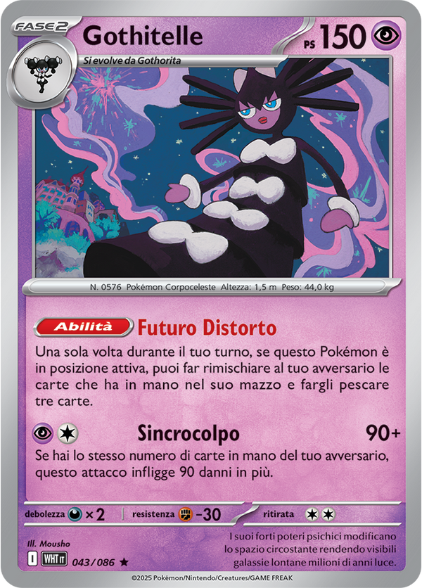 Gothitelle WHT 043/086 Holo - ITA - Near Mint - Scarlatto e Violetto - Fuoco Bianco - Carta Pokemon