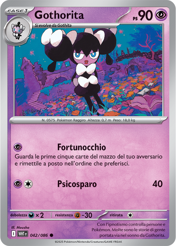 Gothorita WHT 042/086 Reverse Holo Master Ball - ITA - Near Mint - Scarlatto e Violetto - Fuoco Bianco - Carta Pokemon
