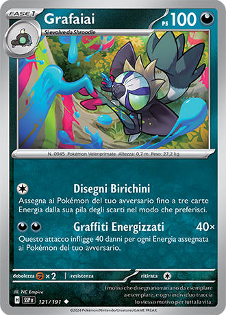Grafaiai 121/191 - ITA - Near Mint - Scarlatto e Violetto - Scintille Folgoranti - Carta Pokemon