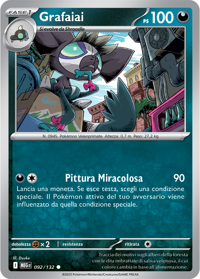 Grafaiai MEG 092/132 Reverse Holo - ITA - Near Mint - Megaevoluzione - Carta Pokemon