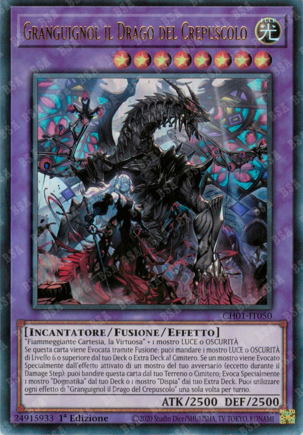 Granguignol il Drago del Crepuscolo CH01-IT050 Ultra Rare - 1a Edizione - ITA - Near Mint - I Deck delle Cronache: il Caduto & la Virtuosa - Carta Yu-Gi-Oh!