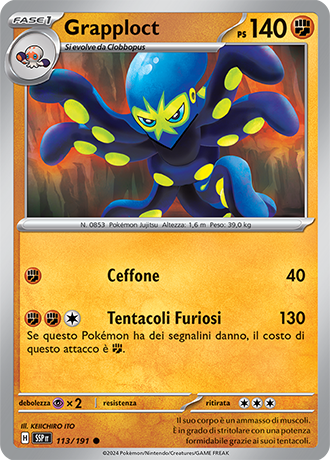 Grapploct 113/191 - ITA - Near Mint - Scarlatto e Violetto - Scintille Folgoranti - Carta Pokemon