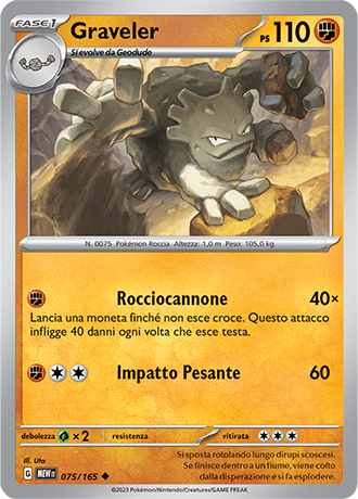 Graveler 075/165 Reverse Holo - ITA - Mint - Scarlatto e Violetto - 151 - Carta Pokemon