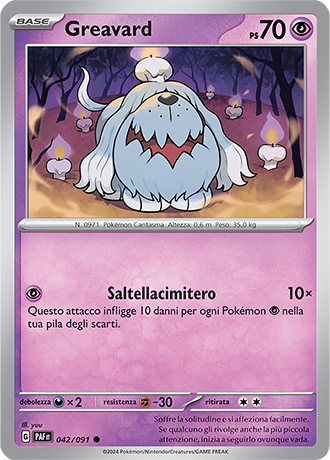 Greavard 042/091 Reverse Holo - ITA - Mint - Scarlatto e Violetto - Destino di Paldea - Carta Pokemon