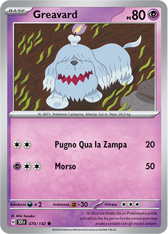 Greavard 070/142 - ITA - Near Mint - Scarlatto e Violetto - Corona Astrale - Carta Pokemon