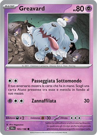 Greavard 105/198 Reverse Holo - ITA - Near Mint - Scarlatto e Violetto - Carta Pokemon