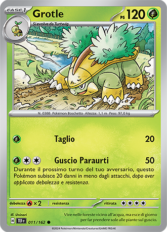 Grotle 011/162 Reverse Holo - ITA - Near Mint - Scarlatto e Violetto - CronoForze - Carta Pokemon
