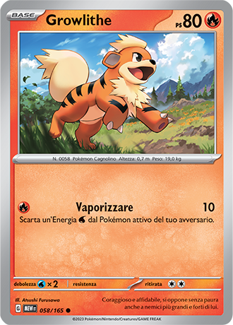 Growlithe 058/165 - ITA - Mint - Scarlatto e Violetto - 151 - Carta Pokemon