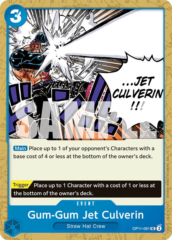 Gum-Gum Jet Culverin OP11-061 - Event Blu Uncommon - Near Mint - A Fist of Divine Speed - Carta One Piece Card Game