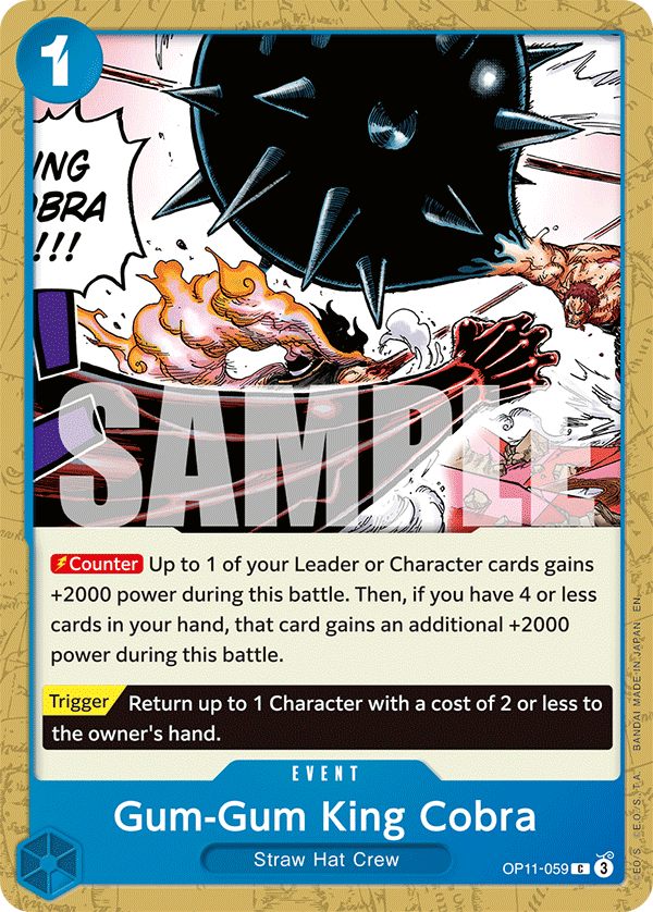 Gum-Gum King Cobra OP11-059 - Event Blu Common - Near Mint - A Fist of Divine Speed - Carta One Piece Card Game