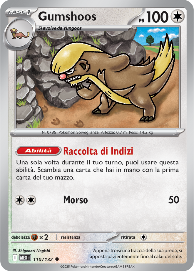 Gumshoos MEG 110/132 Reverse Holo - ITA - Near Mint - Megaevoluzione - Carta Pokemon