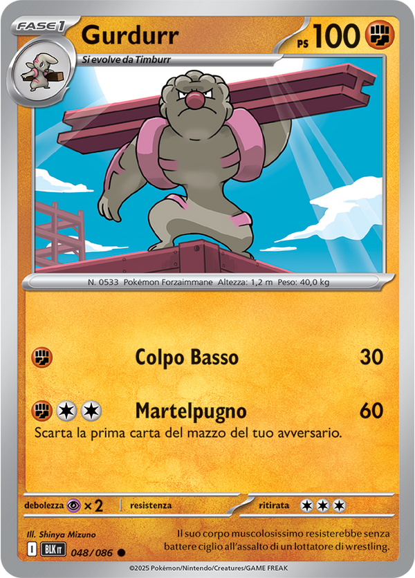 175Gurdurr BLK 048/086 Reverse Holo - ITA - Near Mint - Scarlatto e Violetto - Luce Nera - Carta Pokemon