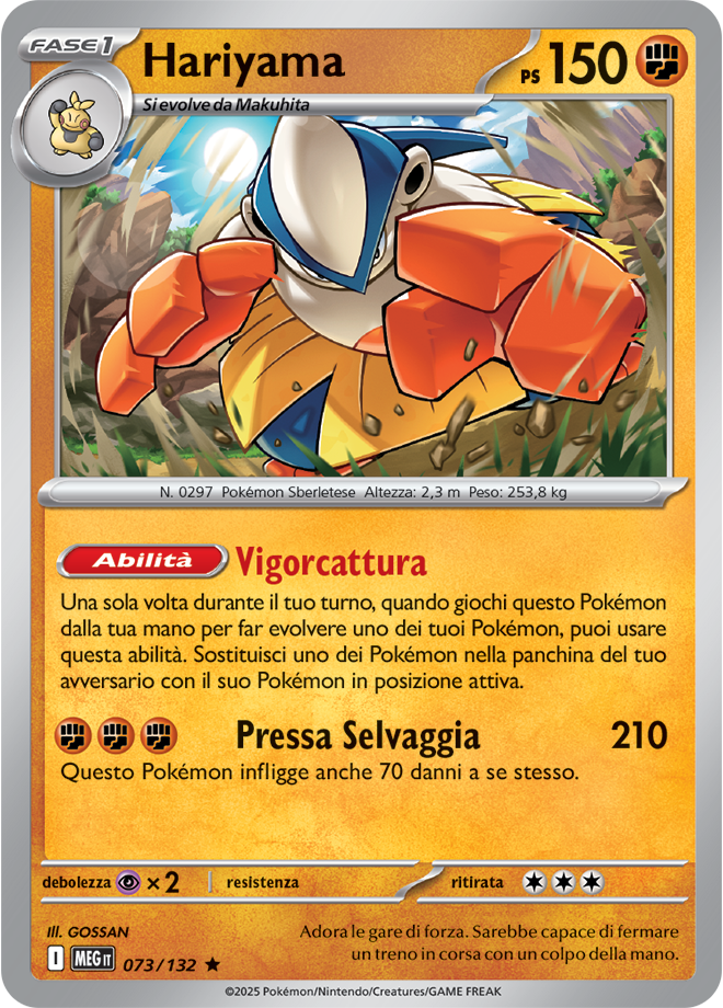 Hariyama MEG 073/132 Reverse Holo - ITA - Near Mint - Megaevoluzione - Carta Pokemon