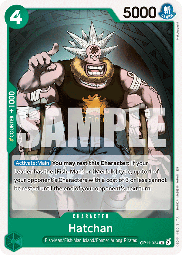 Hatchan OP11-034 - Character Verde Common - Near Mint - A Fist of Divine Speed - Carta One Piece Card Game
