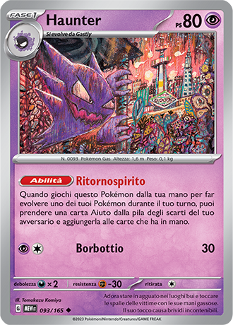 Haunter 093/165 Reverse Holo - ITA - Mint - Scarlatto e Violetto - 151 - Carta Pokemon