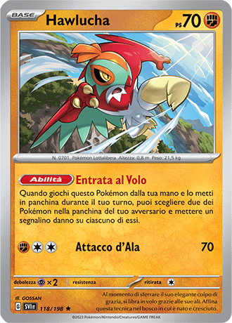 Hawlucha 118/198 Reverse Holo - ITA - Near Mint - Scarlatto e Violetto - Carta Pokemon