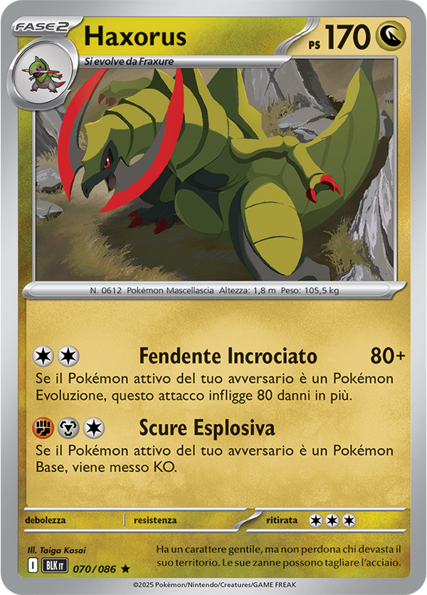 261Haxorus BLK 070/086 Reverse Holo Poke Ball - ITA - Near Mint - Scarlatto e Violetto - Luce Nera - Carta Pokemon