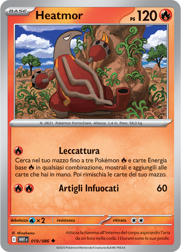 Heatmor WHT 019/086 Reverse Holo - ITA - Near Mint - Scarlatto e Violetto - Fuoco Bianco - Carta Pokemon