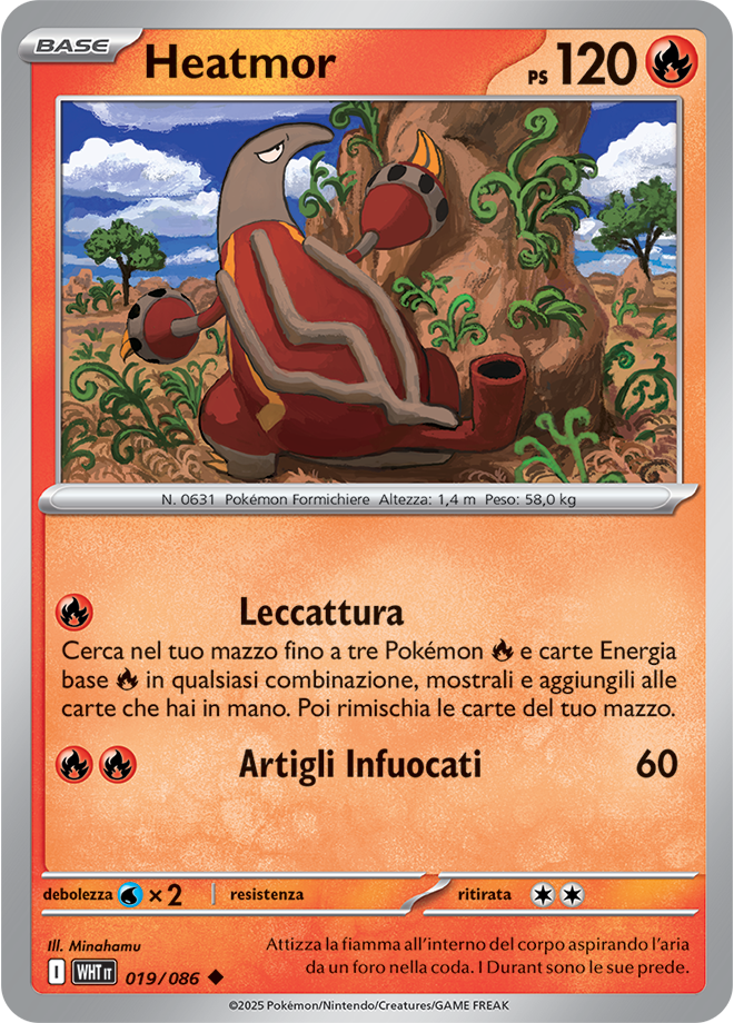 Heatmor WHT 019/086 Reverse Holo - ITA - Near Mint - Scarlatto e Violetto - Fuoco Bianco - Carta Pokemon