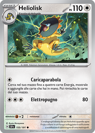 Heliolisk 155/191 Reverse Holo - ITA - Near Mint - Scarlatto e Violetto - Scintille Folgoranti - Carta Pokemon