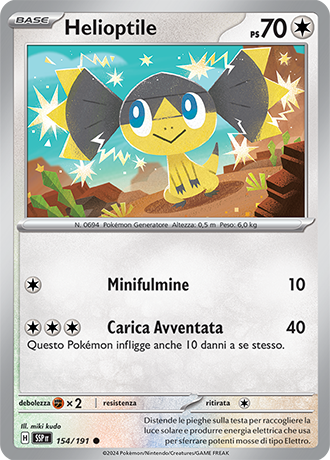 Helioptile 154/191 Reverse Holo - ITA - Near Mint - Scarlatto e Violetto - Scintille Folgoranti - Carta Pokemon