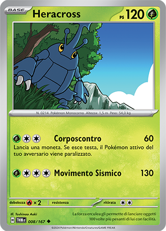 Heracross 008/167 Reverse Holo Non Comune - ITA - Near Mint - Scarlatto e Violetto - Crepuscolo Mascherato - Carta Pokemon