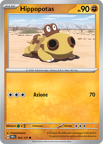 Hippopotas 052/131 Reverse Holo - ITA - Near Mint - Scarlatto e Violetto - Evoluzioni Prismatiche - Carta Pokemon