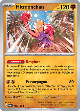 Hitmonchan 107/165 - ITA - Near Mint - Scarlatto e Violetto - 151 - Carta Pokemon