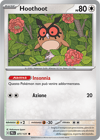 Hoothoot 077/131 - ITA - Near Mint - Scarlatto e Violetto - Evoluzioni Prismatiche - Carta Pokemon