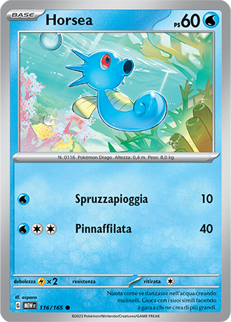 Horsea 116/165 Reverse Holo - ITA - Mint - Scarlatto e Violetto - 151 - Carta Pokemon