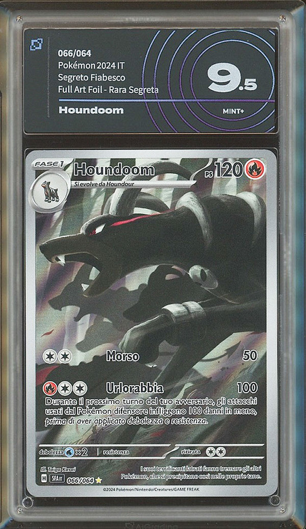 Houndoom 066/064 Rara Illustrazione - ITA - Mint - Gradata AIGRADING 9.5 - Scarlatto e Violetto - Segreto Fiabesco - Carta Pokemon