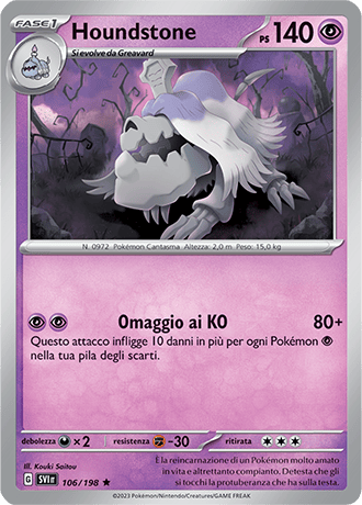 Houndstone 106/198 Reverse Holo - ITA - Near Mint - Scarlatto e Violetto - Carta Pokemon