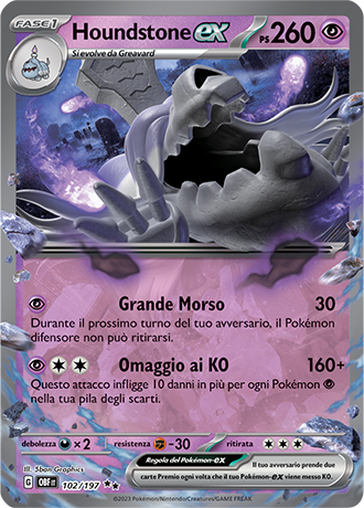 Houndstone-ex 102/197 - ITA - Near Mint - Scarlatto e Violetto - Ossidiana Infuocata - Carta Pokemon