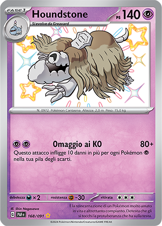 Houndstone Shiny 168/091 - ITA - Near Mint - Scarlatto e Violetto - Destino di Paldea - Carta Pokemon
