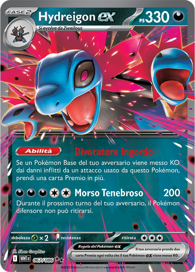 Hydreigon-ex WHT 067/086 - ITA - Near Mint - Scarlatto e Violetto - Fuoco Bianco - Carta Pokemon