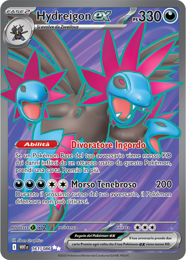 Hydreigon-ex WHT 161/086 Full Art - ITA - Near Mint - Scarlatto e Violetto - Fuoco Bianco - Carta Pokemon